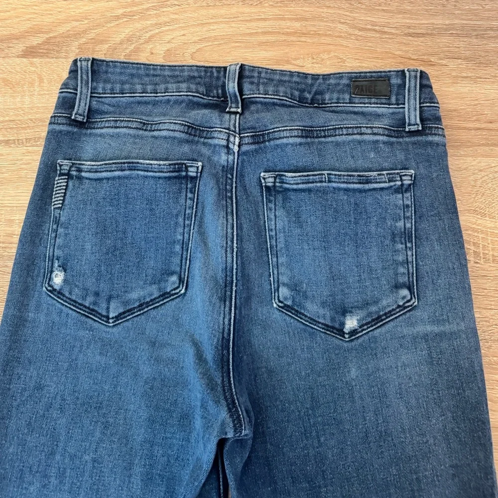 PAIGE‎ High Rise Laurel Canyon Aegean Distressed Blue Wash Flare Jeans Size 28